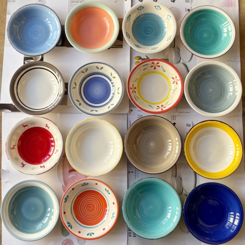 Assorted Color Glaze Ceramic Shallow Bowls