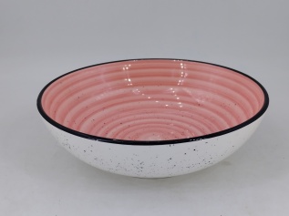 Pink Stripe & Speckle Glaze Ceramic Bowls