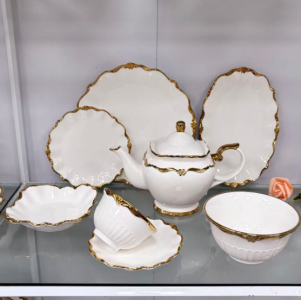 Vintage Gold Rim Ceramic Tableware Set