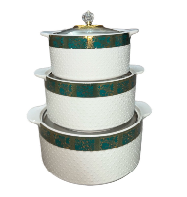 Green Green Crescent Beaded Porcelain Double Handle Casserole