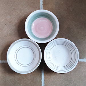 Pastel Stripe Glaze Ceramic Flared Rim Bowls