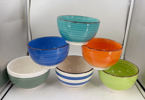 Assorted Ribbed Glaze Ceramic Bowls