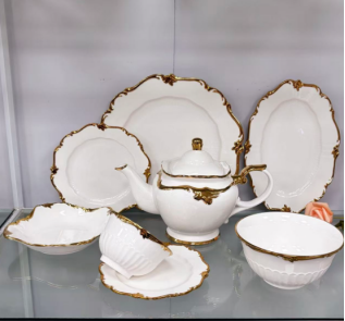 Vintage Gold Rim Ceramic Tableware Set