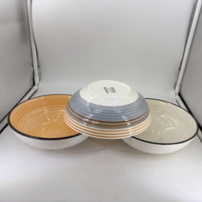 Assorted Swirl Glaze Ceramic Bowls