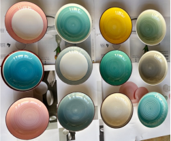 Assorted Swirl Glaze Ceramic Bowls