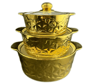 Metallic Electroplated Star Texture Double-Handle Porcelain Soup Pot Set of 3