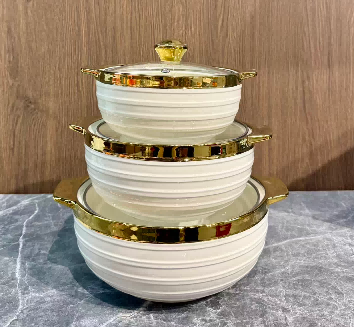 Set of 3 White Porcelain Soup Pots
