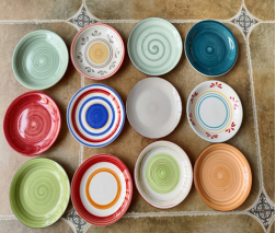 Assorted Hand Glazed Swirl Ceramic Plates