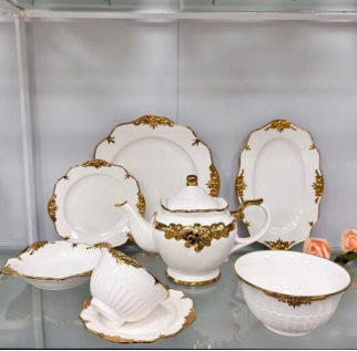 Vintage Gold Rim Ceramic Tableware Set