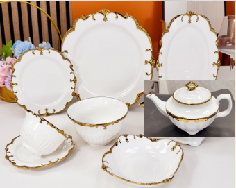 Vintage Gold Rim Ceramic Tableware Set