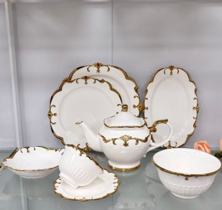 Vintage Gold Rim Ceramic Tableware Set