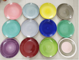 Multicolor Swirl Glaze Ceramic Dinner Plates