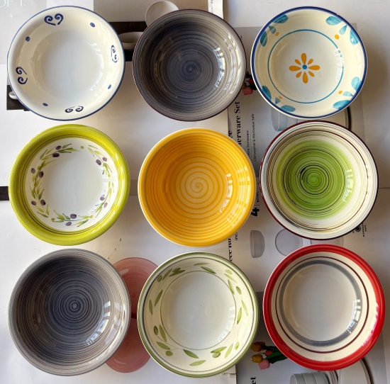 Assorted Decorative Glaze Ceramic Deep Bowls