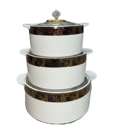 Black Black Crescent Beaded Porcelain Double Handle Casserole