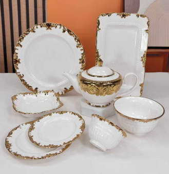 Vintage Gold Rim Ceramic Tableware Set